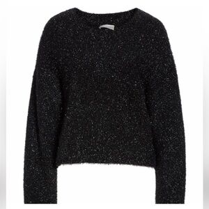 NWT VINCE Boxy Metallic Eyelash Knit Black Sweater‎ Size MEDIUM